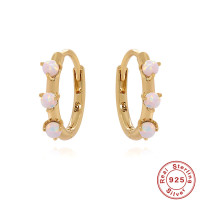 Gold Opal Huggie Earrings