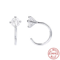 925 Silver Cubic Zirconia Huggie Earrings
