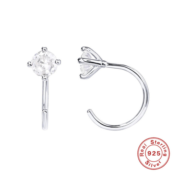 925 Silver Cubic Zirconia Huggie Earrings
