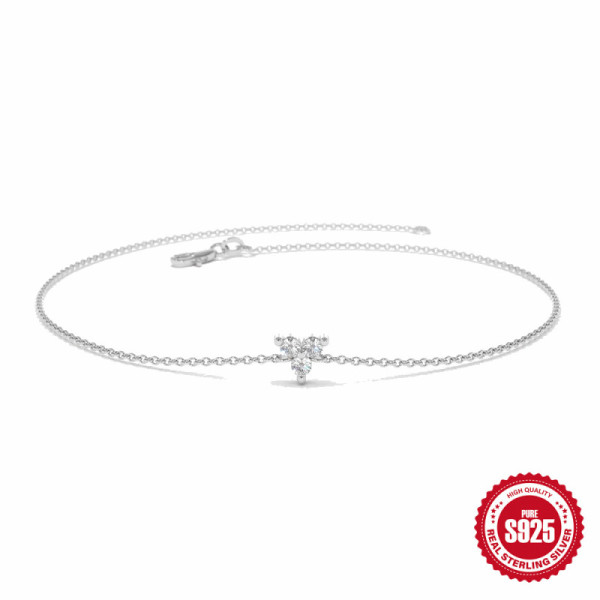 Sterling Silver Floral Chain Bracelet