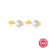 Gold-Plated Freshwater Pearl Stud Earrings