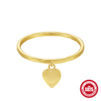 Gold-Finish Heart Charm Ring in 925 Silver