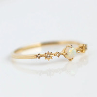 Gold-Plated Opal Celestial Band Ring