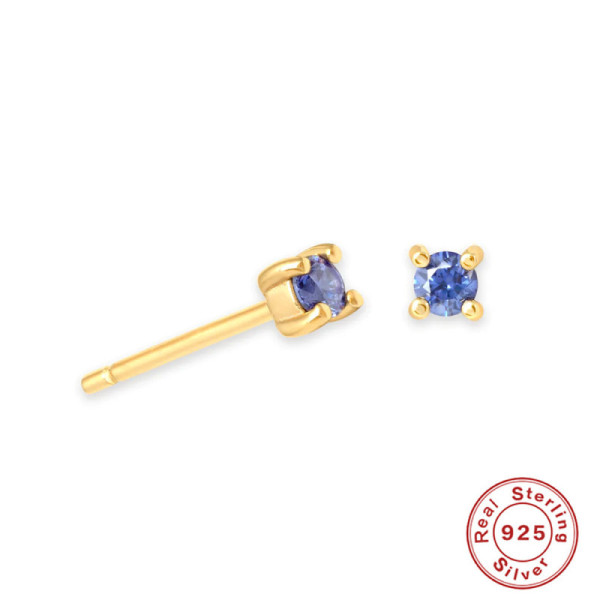 Gold Prong Blue Sapphire Stud Earrings