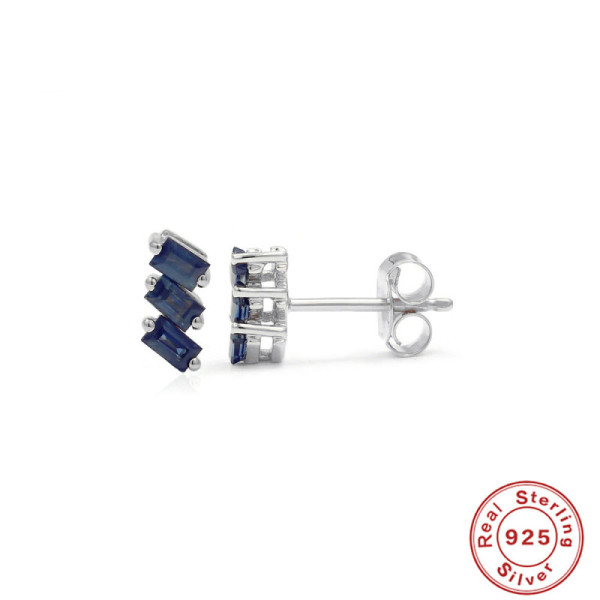 925 Silver Blue Sapphire Stud Earrings