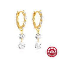 Gold-Plated Crystal Drop Earrings