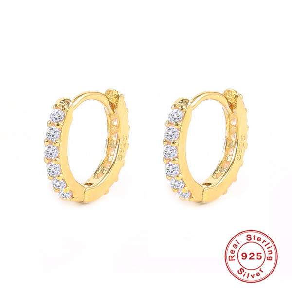 Gold-Plated Cubic Zirconia Huggie Earrings