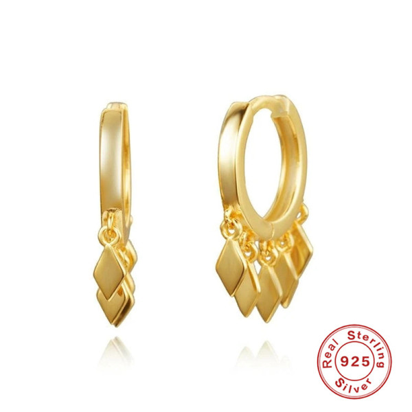 Gold Geometric Dangle Huggie Earrings