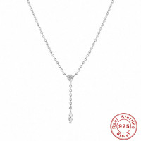 925 Silver Minimalist Lariat Necklace