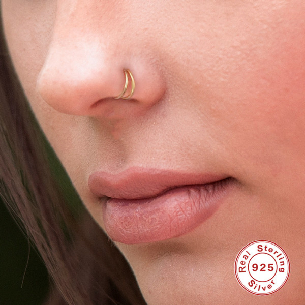 Gold-Tone Minimalist Sterling Silver Nose Ring