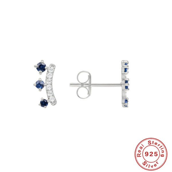 925 Silver Blue Sapphire Climber Earrings