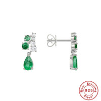 925 Silver Emerald Drop Earrings