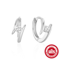 925 Silver Cubic Zirconia Huggie Earrings