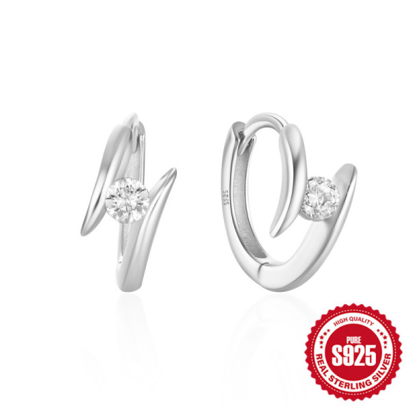 925 Silver Cubic Zirconia Huggie Earrings