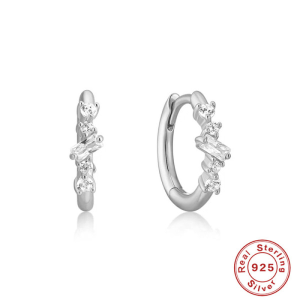 Sterling Silver Cubic Zirconia Huggie Earrings