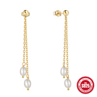 Gold-Finish Freshwater Pearl Dangle Earrings