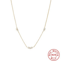 Gold-Plated Cubic Zirconia Station Necklace