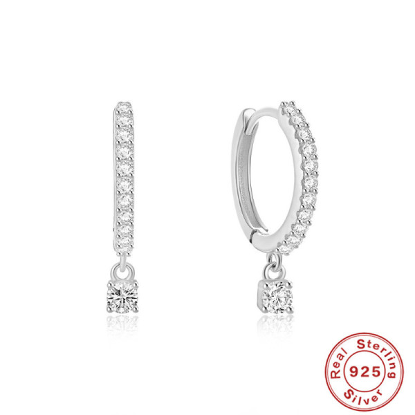 Sterling Silver Pavé Huggie Earrings