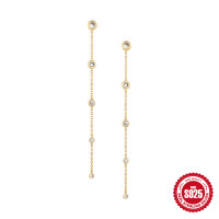 Gold Threader Earrings with Cubic Zirconia