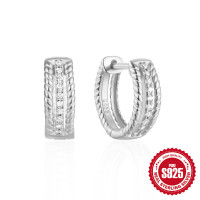 Sterling Silver Channel-Set Huggie Earrings