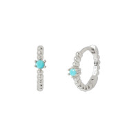 925 Silver Turquoise Huggie Earrings