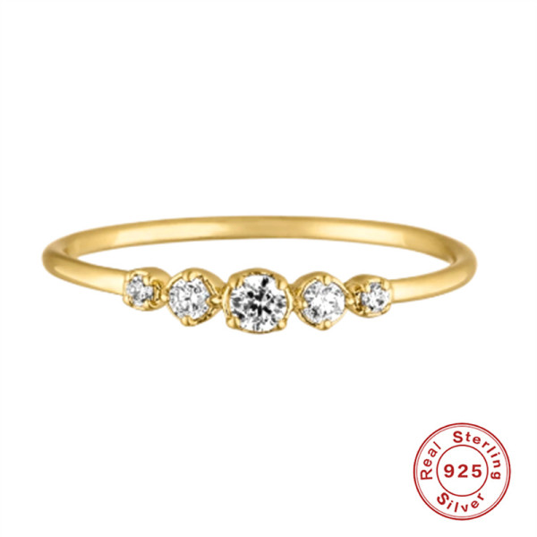 Gold-Plated Cubic Zirconia Minimalist Band Ring