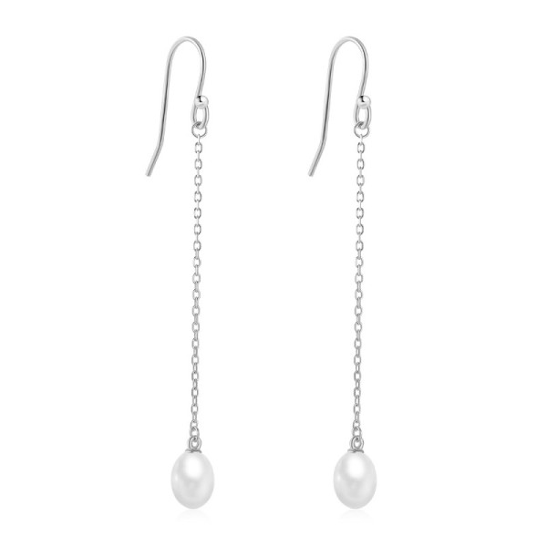 925 Silver Pearl Drop Threader Earrings