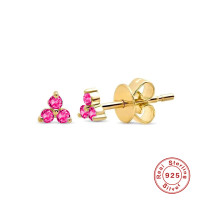Gold-Plated Silver Pink CZ Stud Earrings