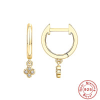 Gold-Plated Floral Huggie Earrings