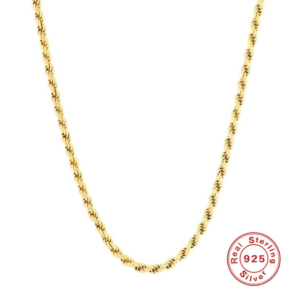 Gold-Plated Sterling Silver Rope Chain Necklace