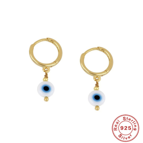 Gold Evil-Eye Huggie Earrings