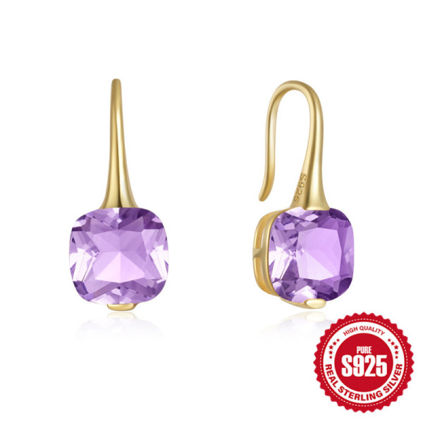 Amethyst Gold-Tone Drop Earrings