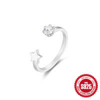 925 Silver Star Motif Open Band Ring