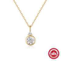 Gold Bezel Cubic Zirconia Pendant Necklace