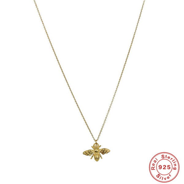 Gold-Tone Bee Pendant Necklace in Sterling Silver