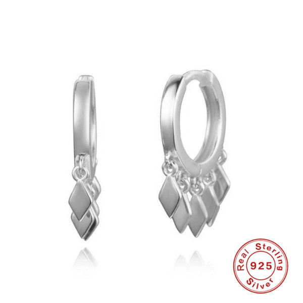 Sterling Silver Geometric Huggie Earrings