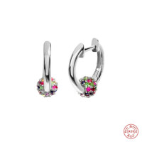 925 Silver Multicolor Pavé Hoop Earrings