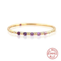 Gold-Finished Amethyst Band Ring