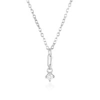 925 Silver Prong-Set Pendant Necklace