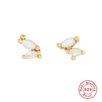 925 Silver Gold-Tone Minimalist Stud Earrings