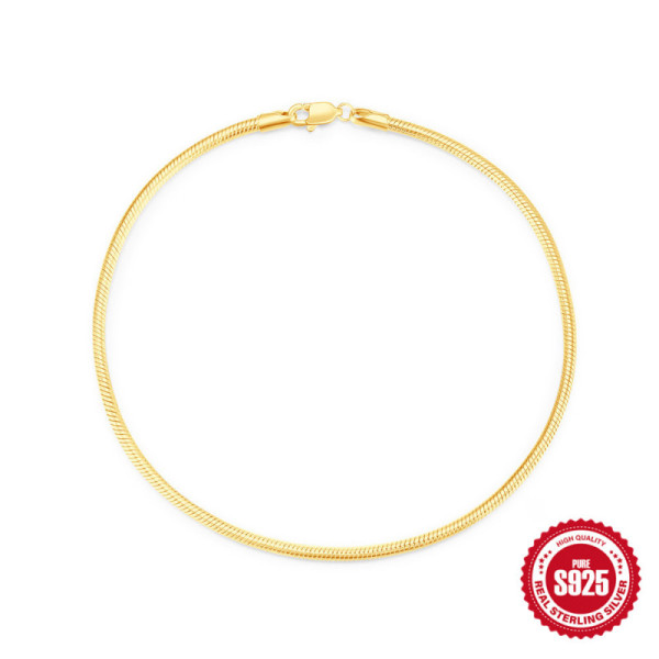 925 Silver Gold-Tone Snake Chain Bracelet