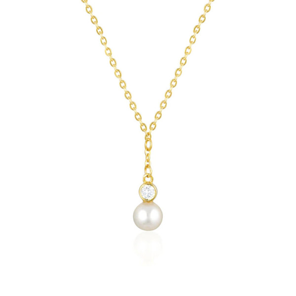 Gold Pearl Pendant Necklace