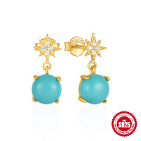 Gold-Tone Celestial Turquoise Drop Earrings