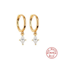 Gold-Plated Crystal Drop Huggie Earrings