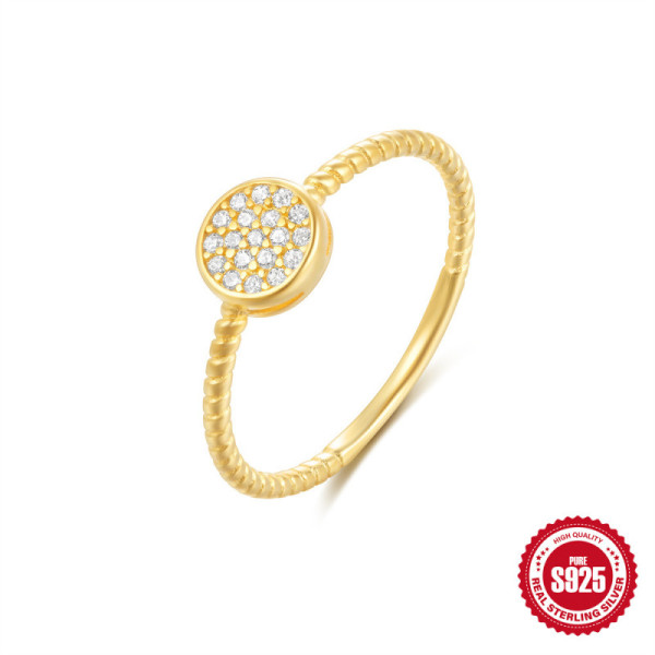 Gold-Finish Pavé Geometric Disc Ring