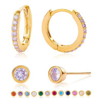 Gold-Tone Cubic Zirconia Huggie Hoops