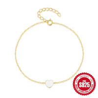 Gold-Plated Heart Charm Chain Bracelet