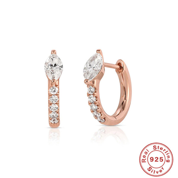 Rose Gold Cubic Zirconia Huggie Earrings