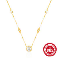 Gold-Plated Cubic Zirconia Station Necklace