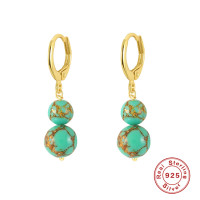 Gold Drop Earrings with Turquoise Beads